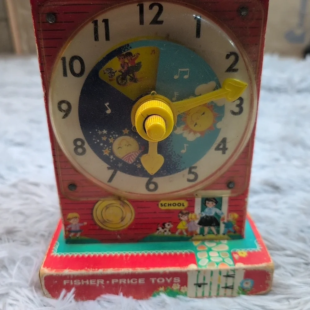 Vintage 1968 Fisher Price Music‎ Box Teaching Clock Works #998 Japan USA